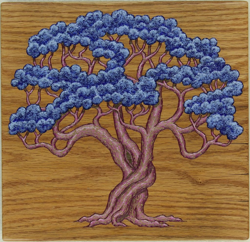 Tree #10: Lacquer on White Oak, 11″ x 12″