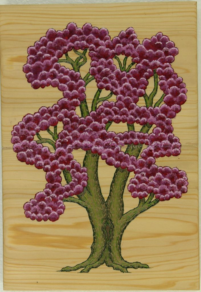 Tree #11: Lacquer on Cypress, 14 1/2″ x 10″
