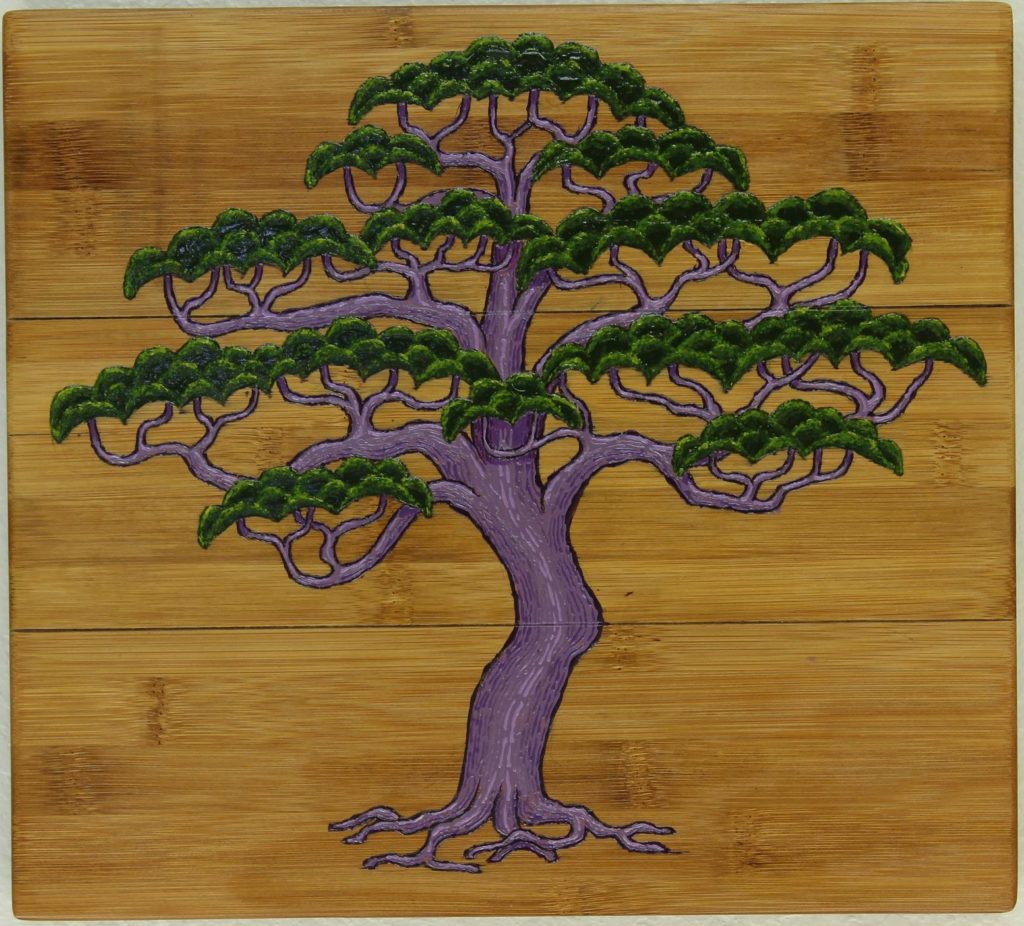 Tree #6: Lacquer on Bamboo, 11″ x 12″