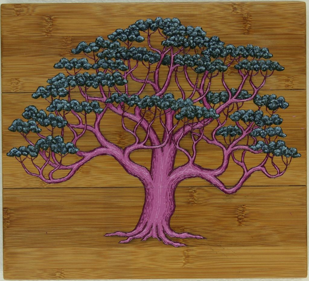 Tree #7: Lacquer on Bamboo, 11″ x 12″