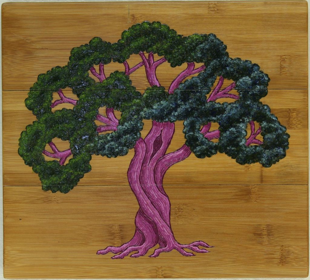 Tree #8: Lacquer on Bamboo, 11″ x 12″