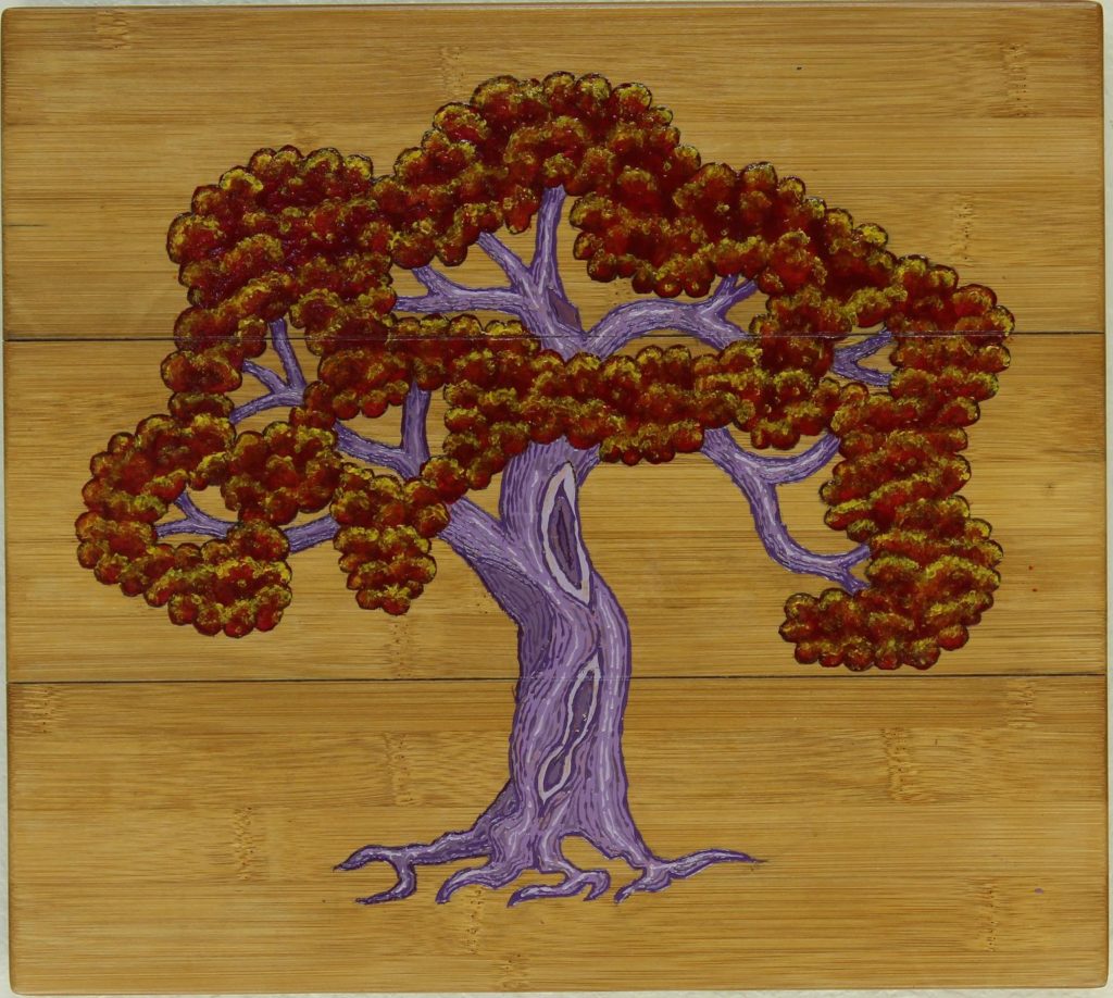 Tree #9: Lacquer on Bamboo, 11″ x 12″